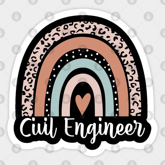 Civil Engineer Rainbow Leopard Funny Civil Engineer Appreciation Sticker by Evolve Elegance